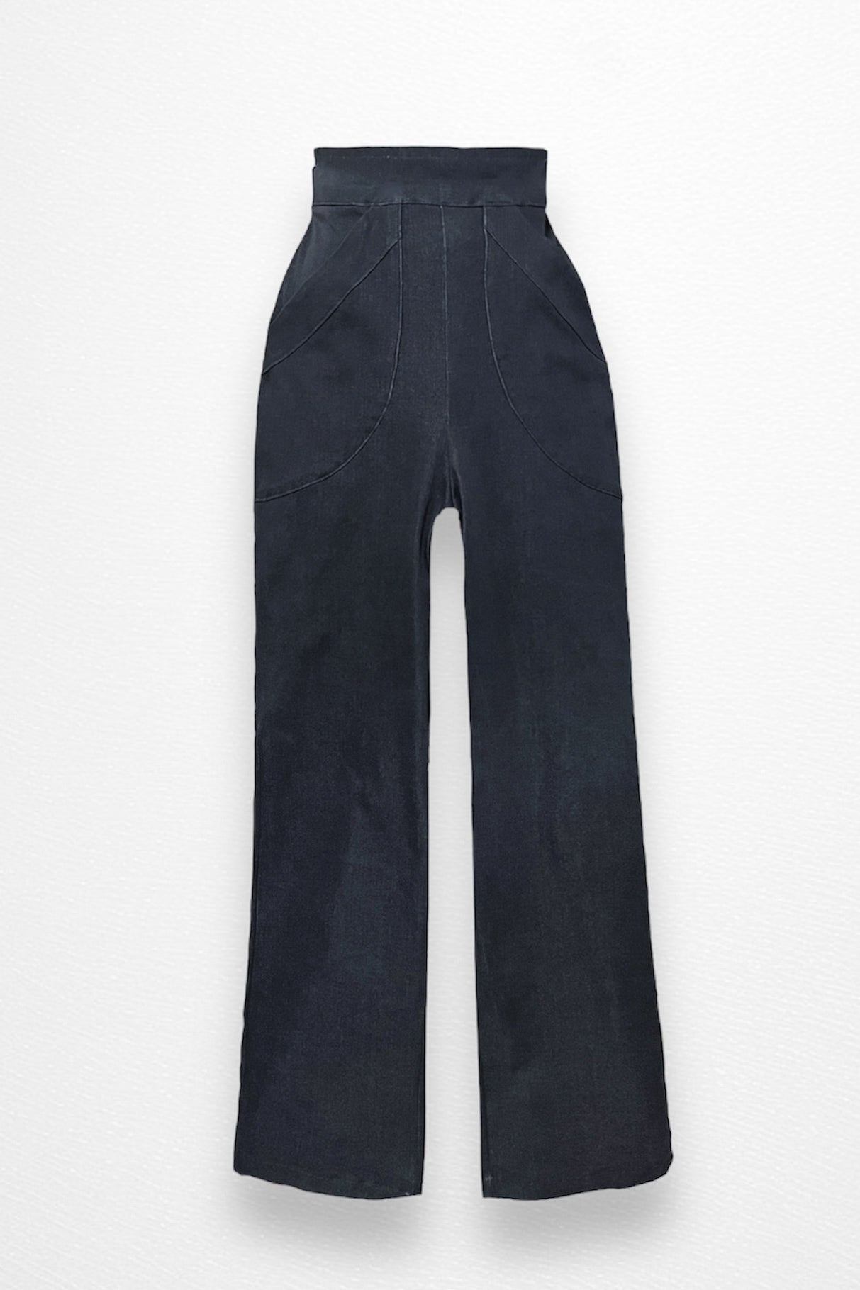 Charcoal Gray High-Rise Wide-Leg Denim Pants