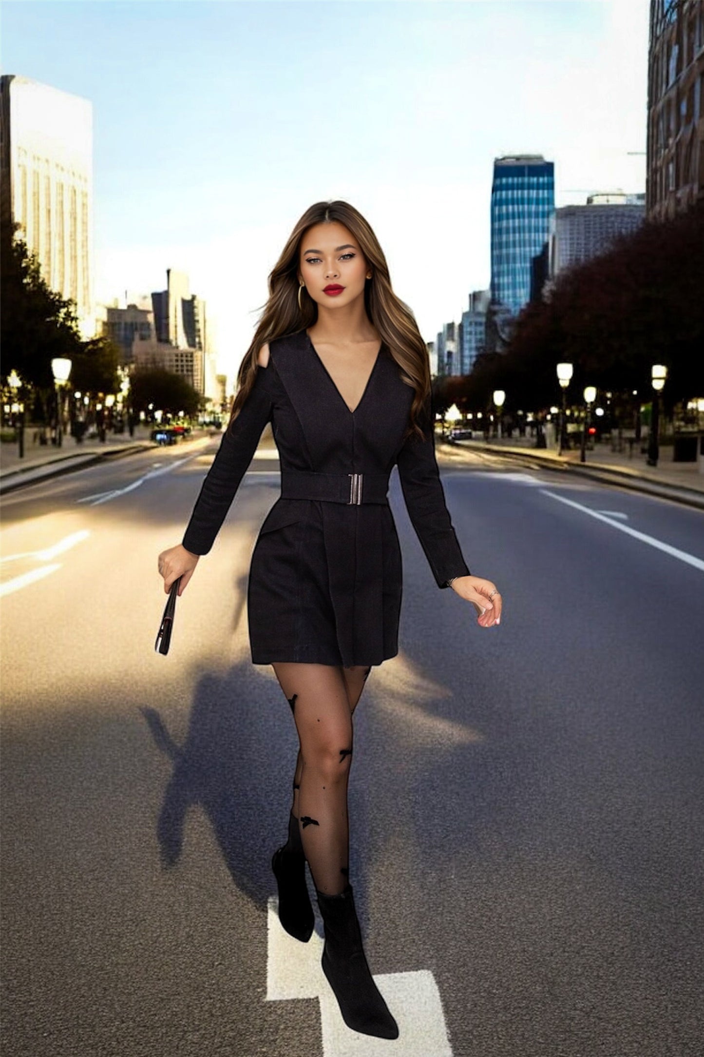 Aura Tailored Black Denim Blazer Dress (Pre-Order)