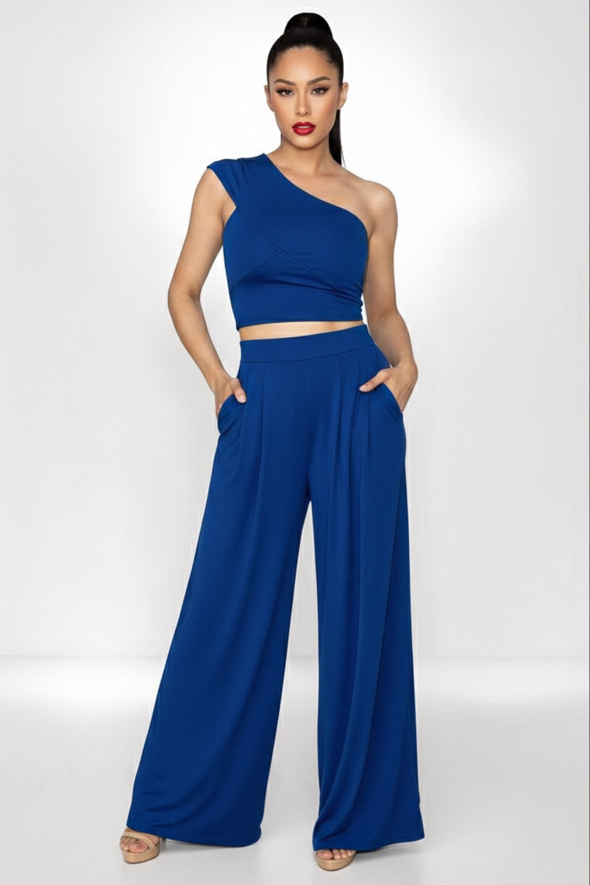 Unstoppable Asymmetric Crop Top & Comfy High Waist Palazzo Set– CUSTOMIZED COLOR