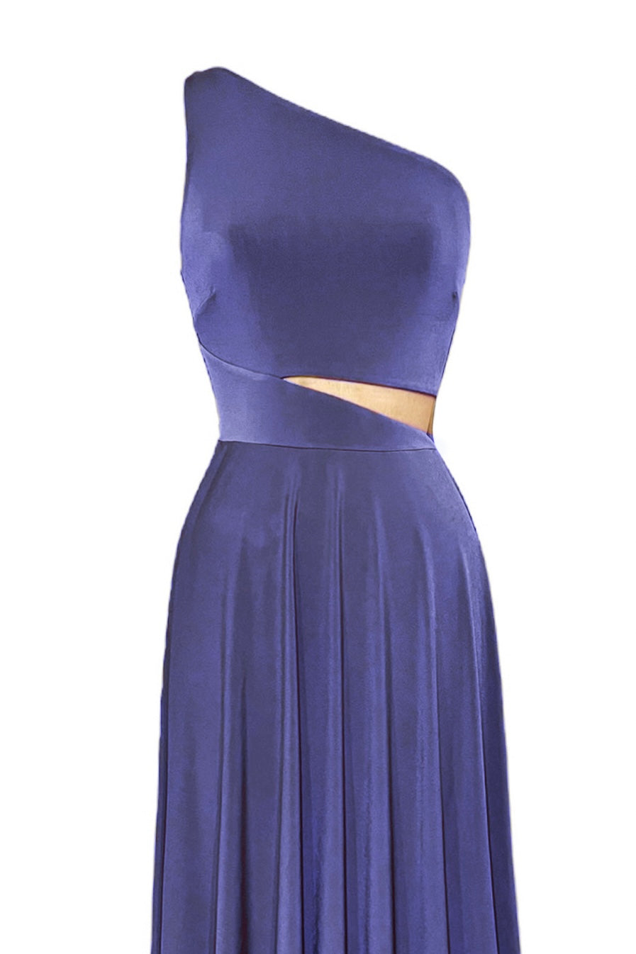 Camila Asymmetric Neckline Maxi Dress with Cutout-CUSTOMIZED COLOR