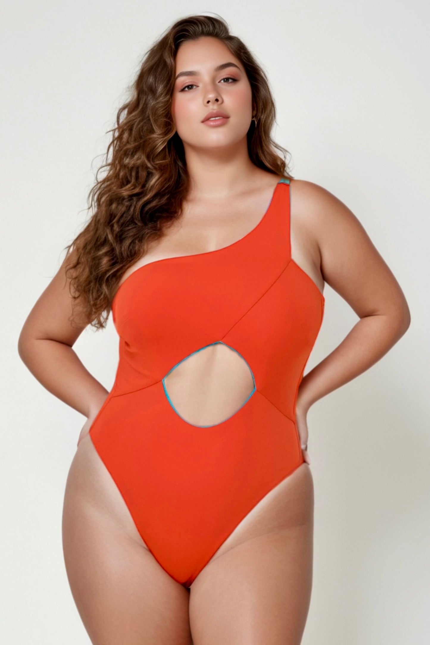 Icacos Luxe – One Shoulder Reversible One Piece in Orange & Aqua