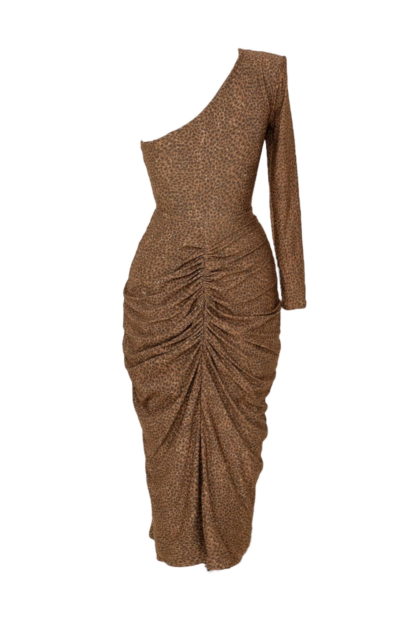 Fierce Elegance Midi Dress – Asymmetrical Animal Print