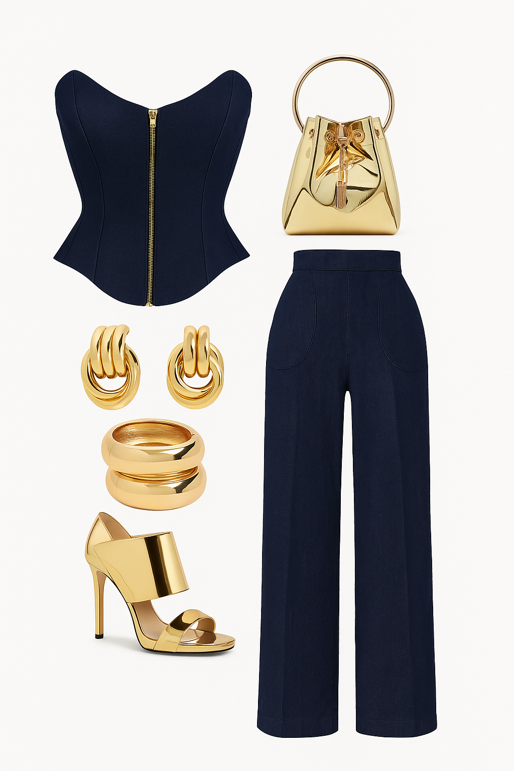 Style It Up High Waist Dark Blue Denim Palazzo Pants
