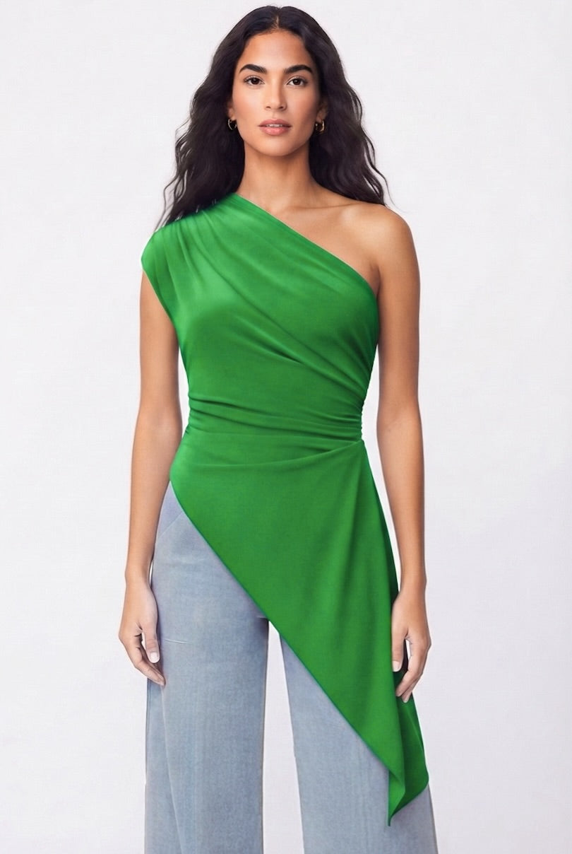 Adriana Asymmetrical Ruched Top - CUSTOMIZED COLOR