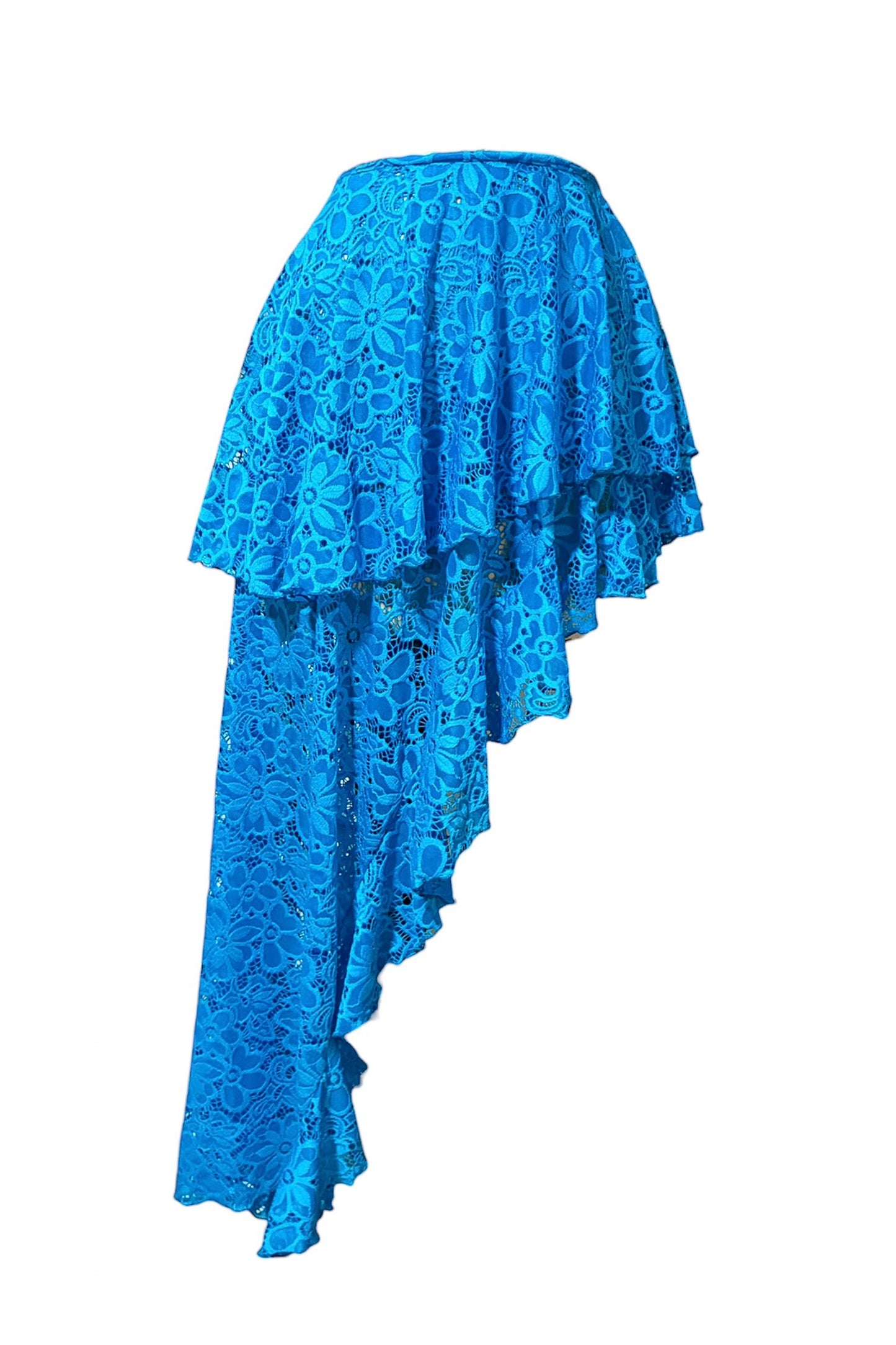 Island Wave Asymmetrical Ruffle Beach Cover Up Skirt - Turquoise