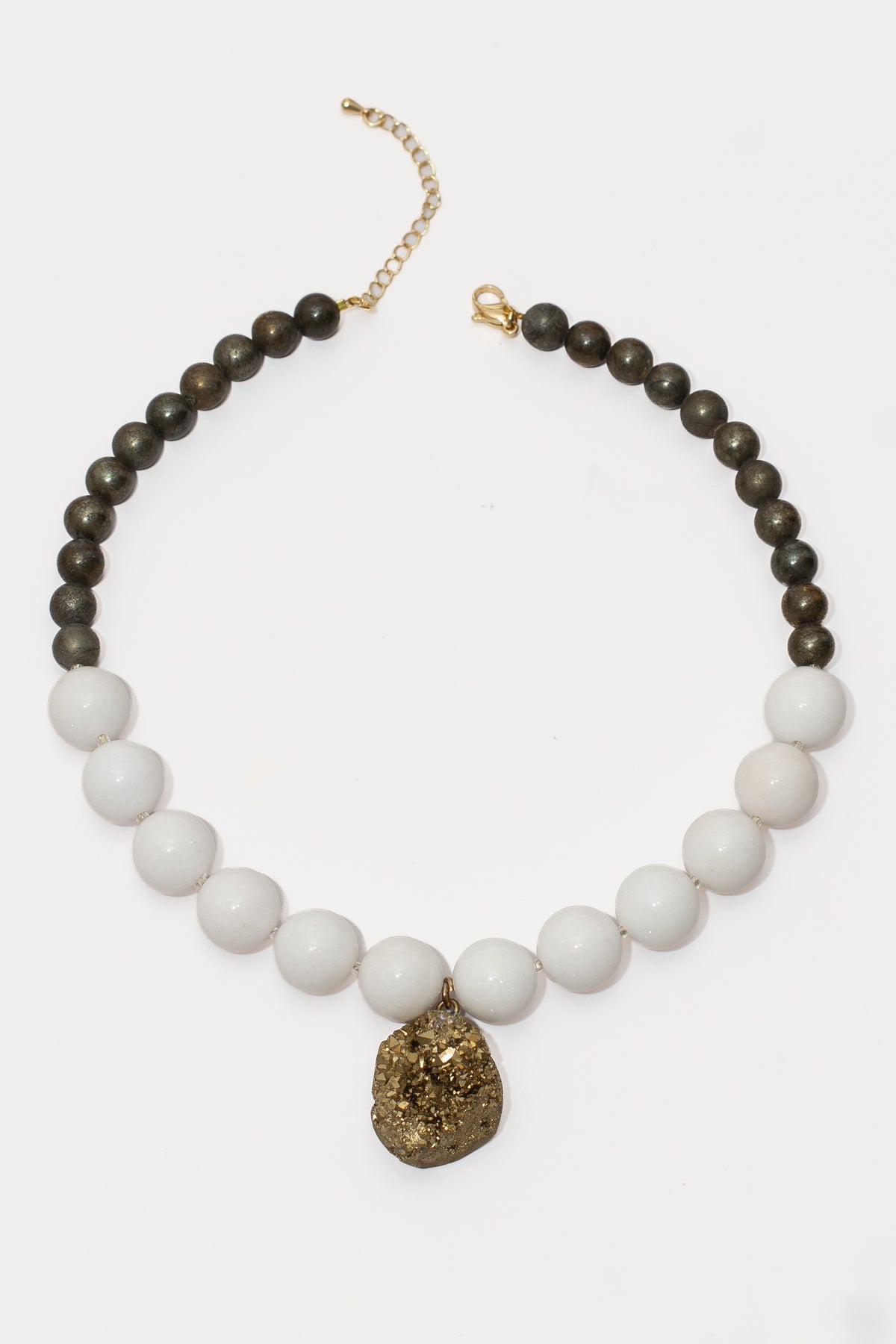 Nova Pyrite & White Stone Necklace