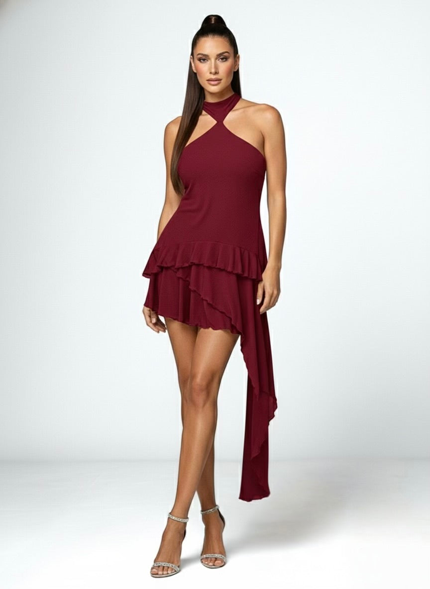 Danielle Ruffled Mini Dress-CUSTOMIZED COLOR