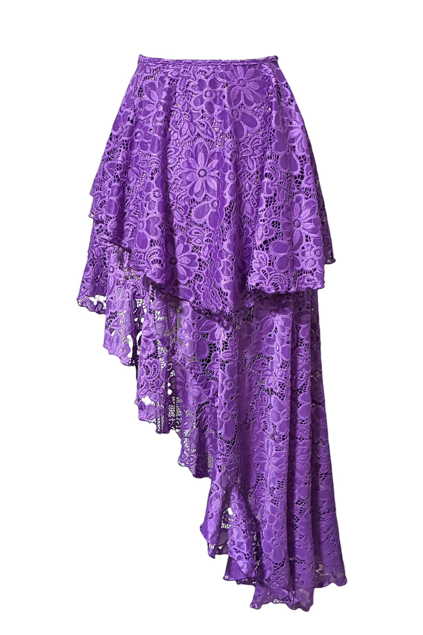 Island Wave Asymmetrical Ruffle Beach Cover Up Skirt - Deep Lavender