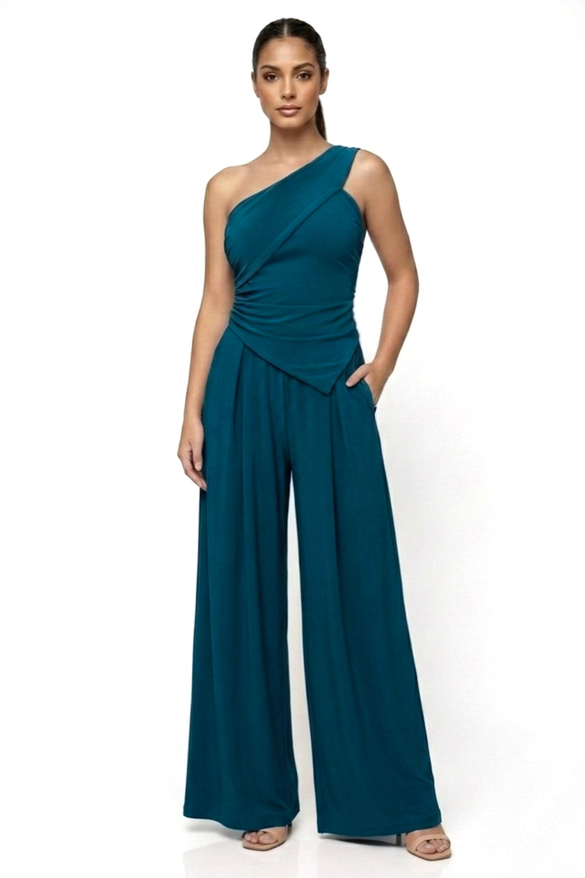 Asymmetric Vibrant Top & High-Waist Palazzo Set– CUSTOMIZED COLOR