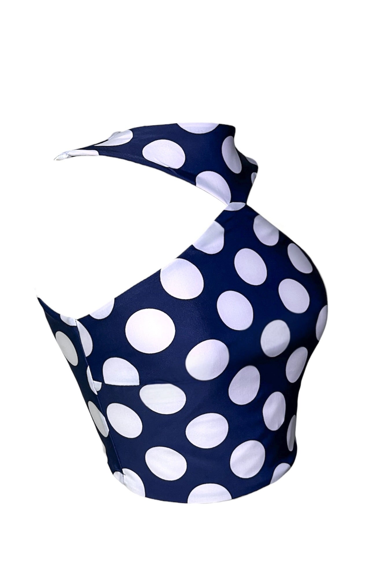 Vivacious Polka Dot High Neck Sleeveless Crop Top