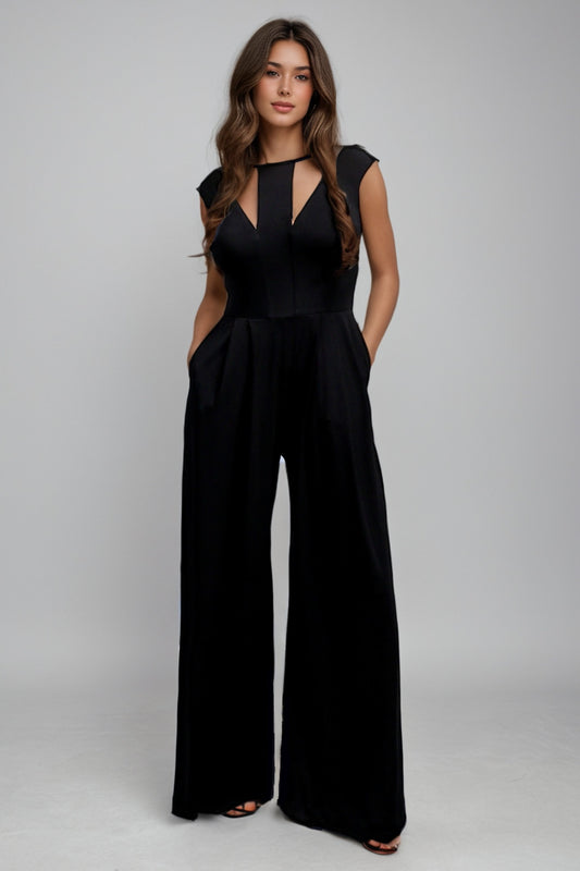 Claret Black Wide Leg Jumpsuit