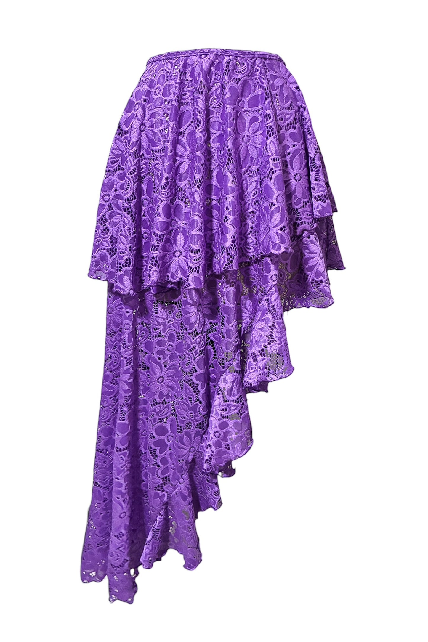 Island Wave Asymmetrical Ruffle Beach Cover Up Skirt - Deep Lavender