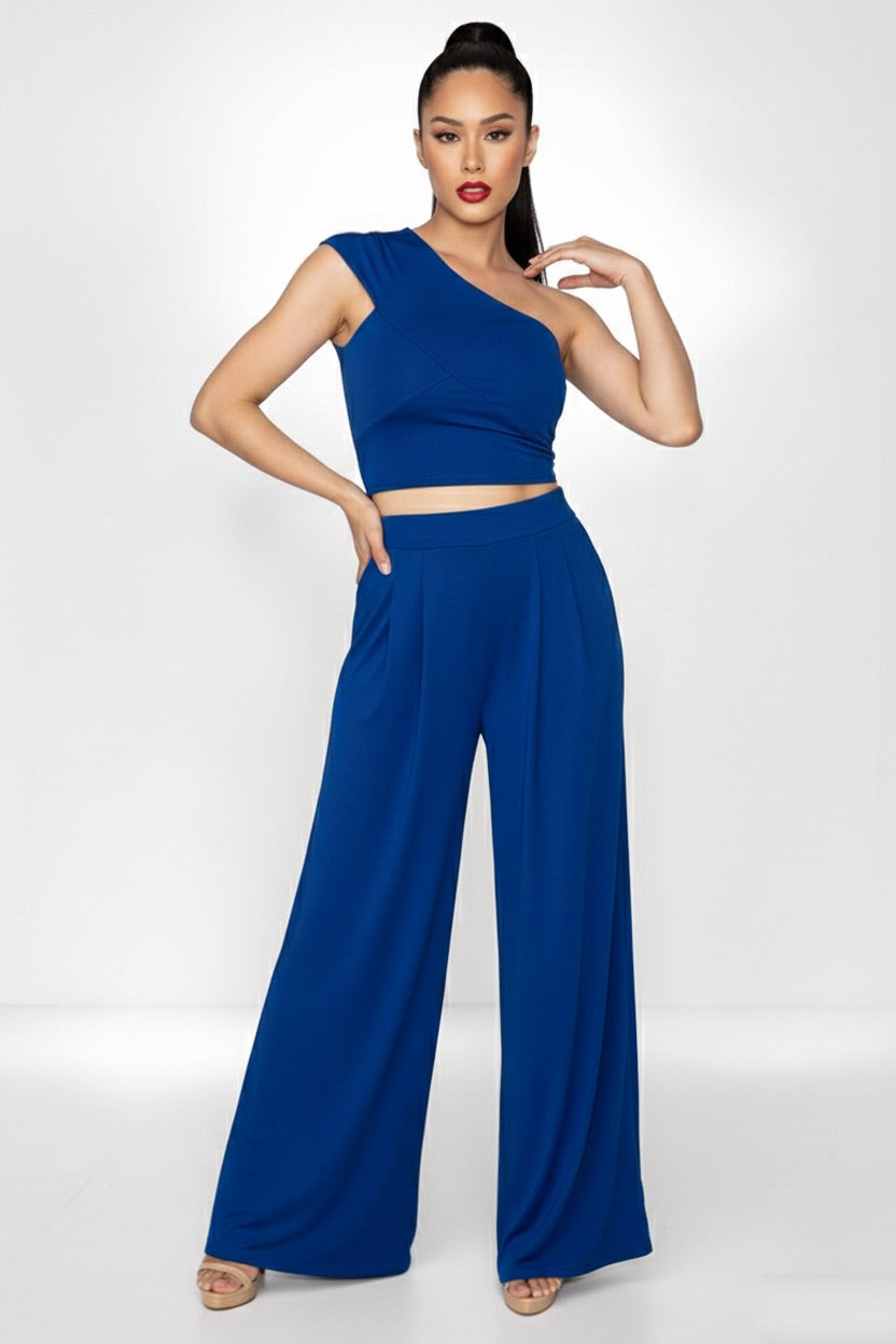 Unstoppable Asymmetric Crop Top & Comfy High Waist Palazzo Set– CUSTOMIZED COLOR