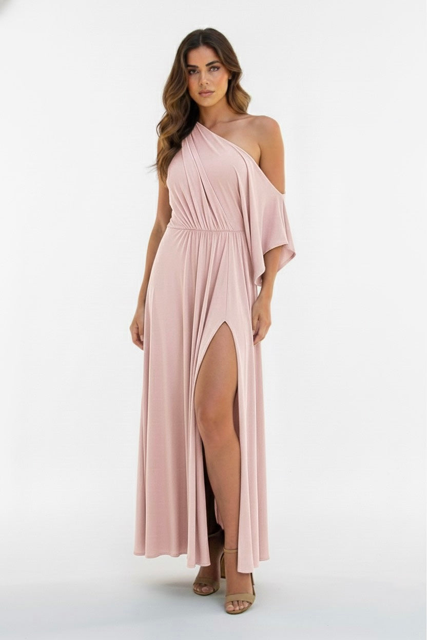 Empire Asymmetrical Draped Maxi Dress- CUSTOMIZED COLOR