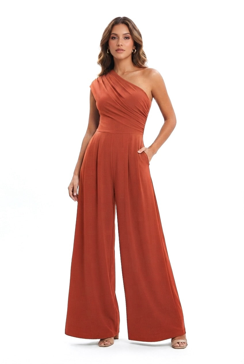 Tangelo Asymmetrical Wide Leg Jumpsuit- CUSTOMIZED COLOR