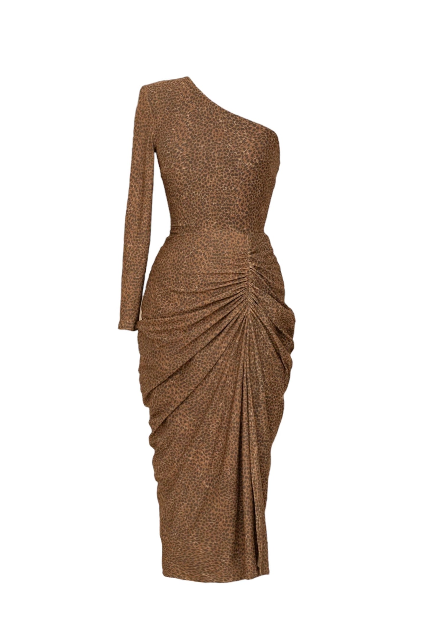 Fierce Elegance Midi Dress – Asymmetrical Animal Print