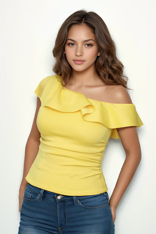 SMALL Sample | Forever Stunning Off Shoulder Top in Yellow