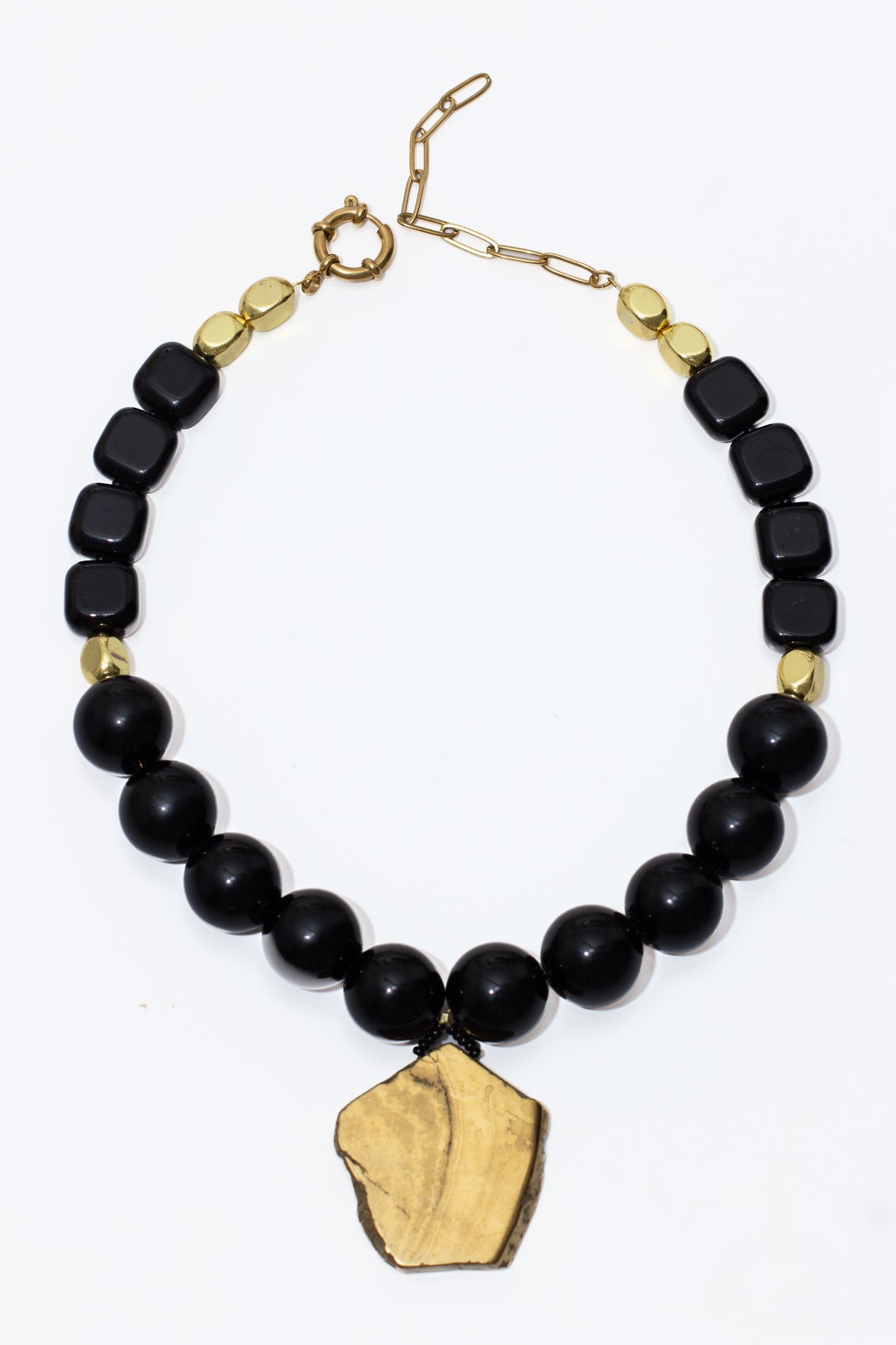 Truth Statement Black Stone, Agate & Pyrite Pendant