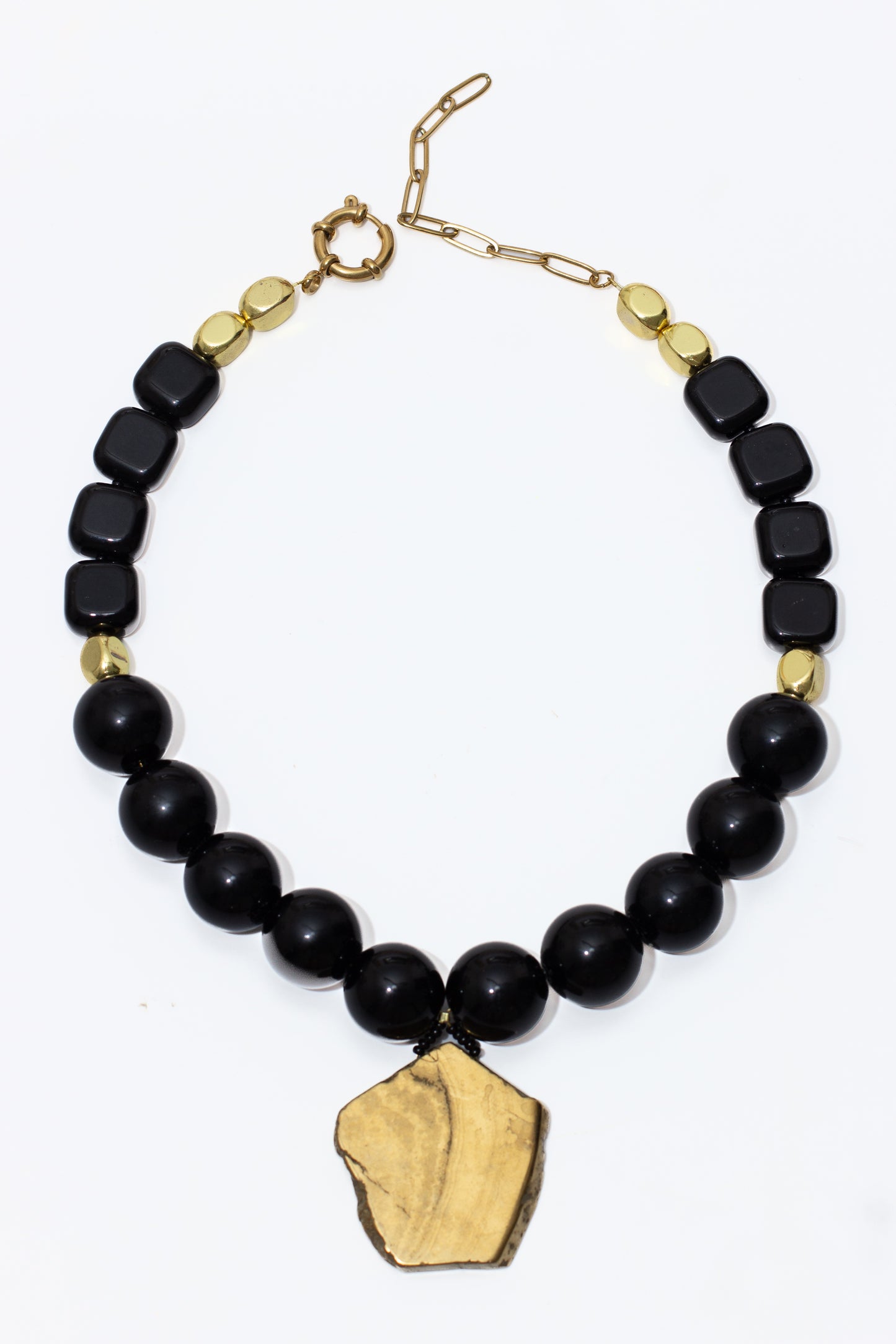 Truth Statement Black Stone, Agate & Pyrite Pendant
