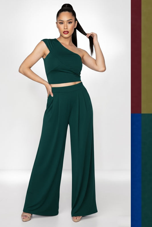Unstoppable Asymmetric Crop Top & Comfy High Waist Palazzo Set– CUSTOMIZED COLOR