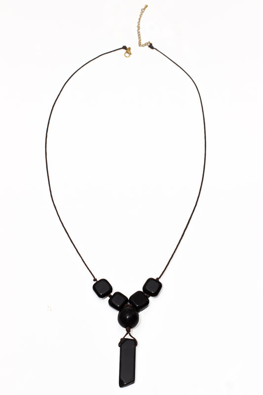 The Truth Obsidian & Black Agate Pendant