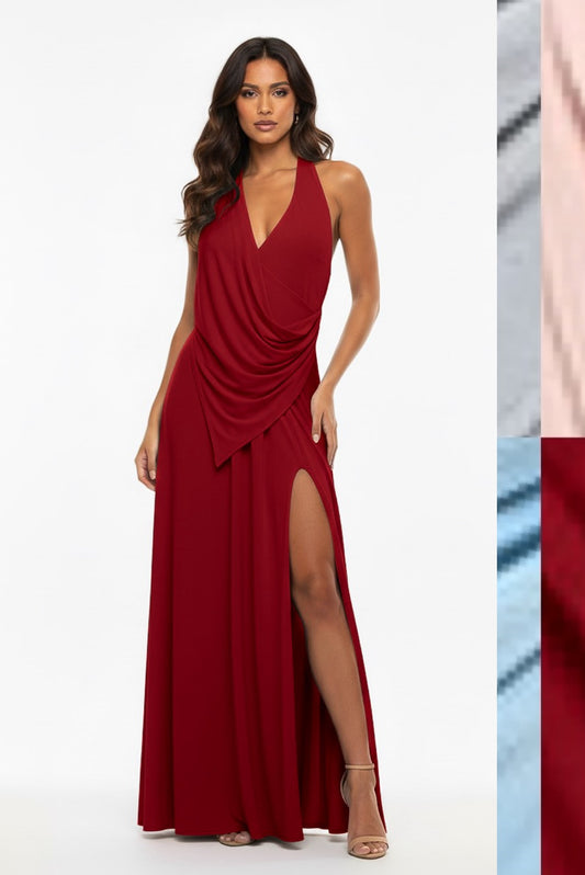 Harbor Halter Draped Maxi Dress- CUSTOMIZED COLOR