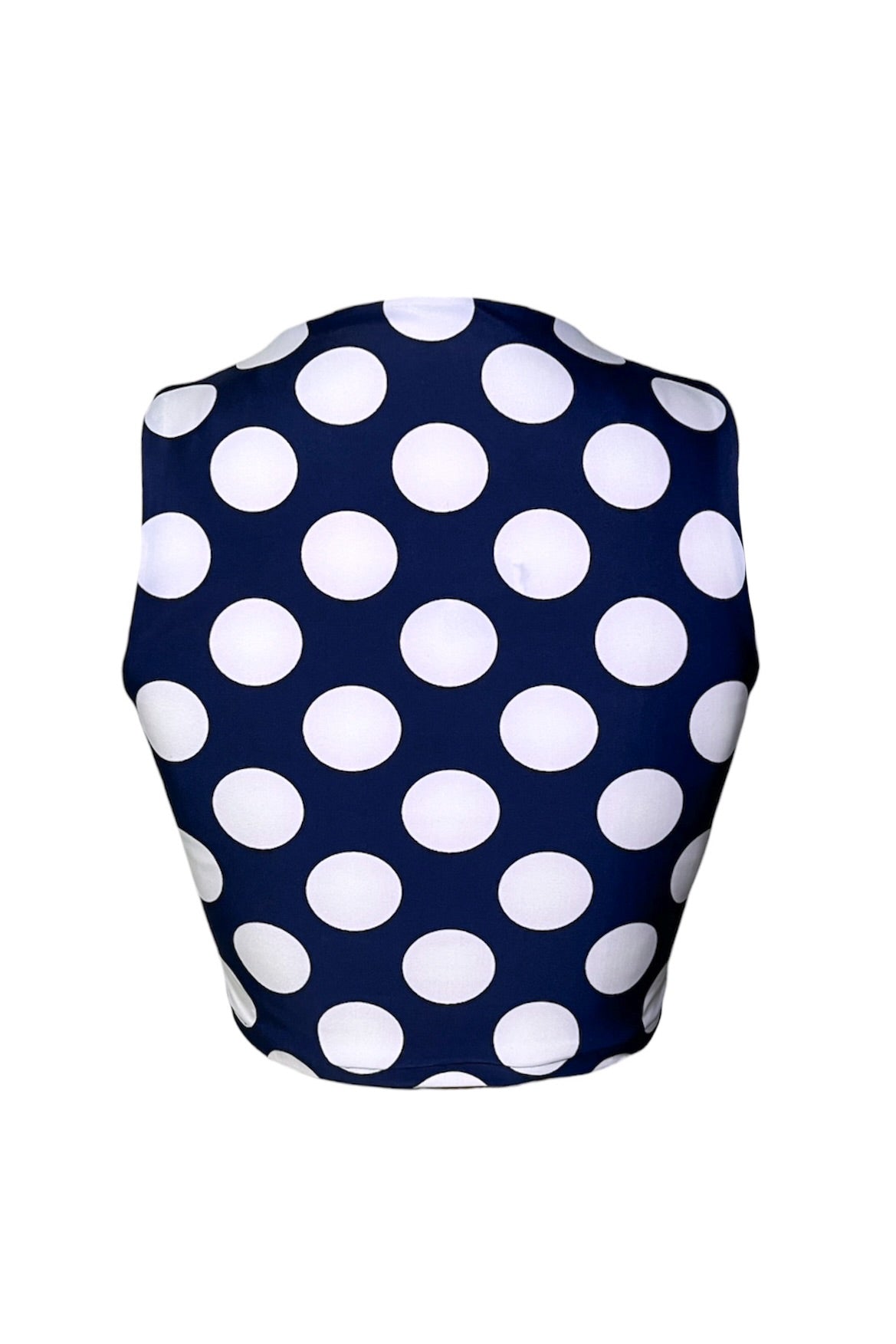 Vivacious Polka Dot High Neck Sleeveless Crop Top