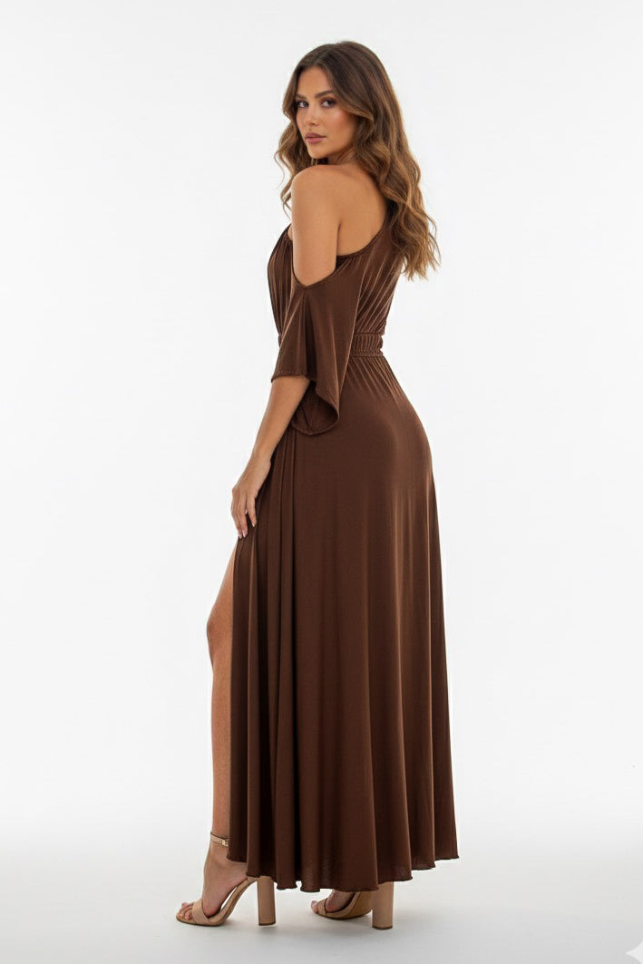 Empire Asymmetrical Draped Maxi Dress- CUSTOMIZED COLOR