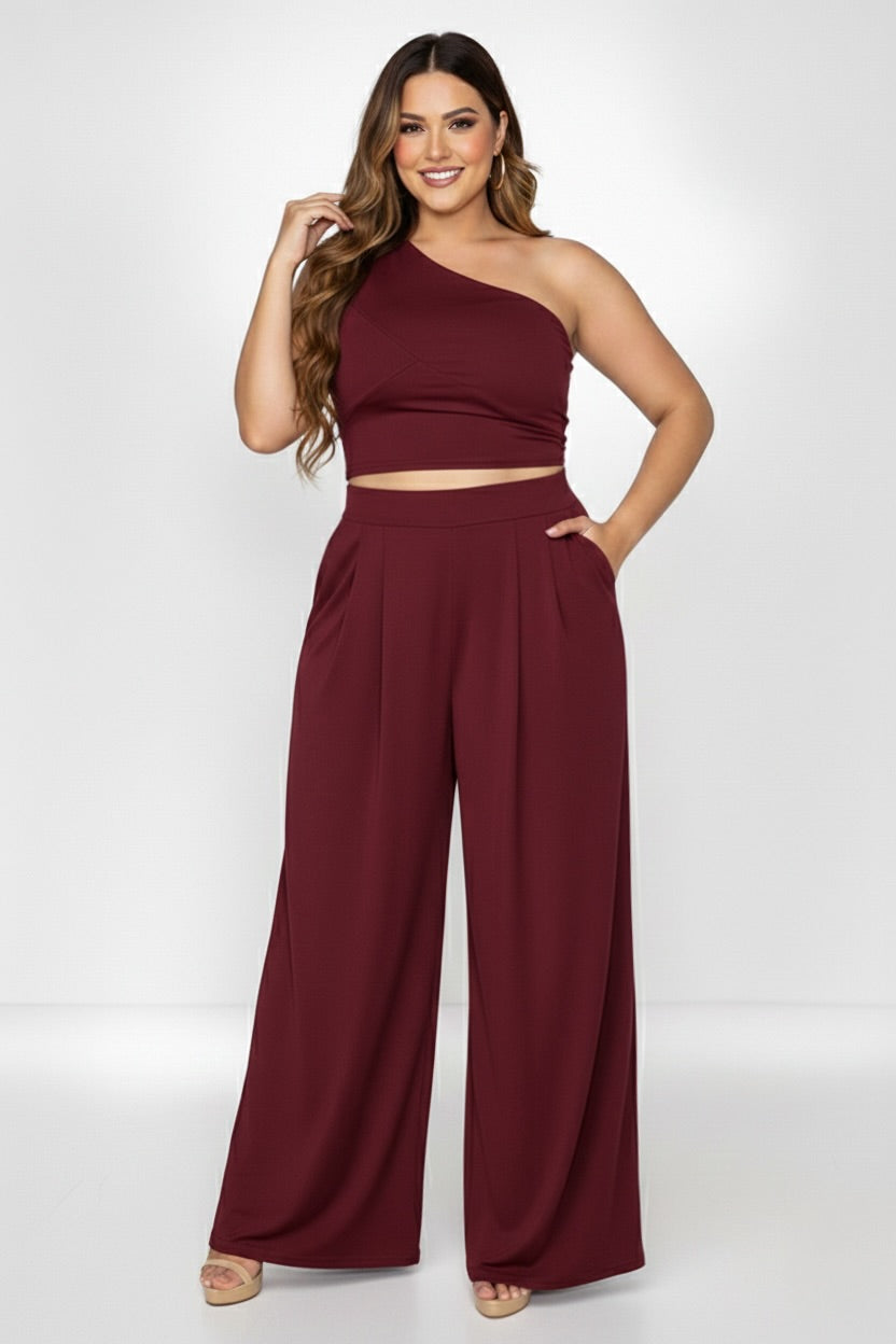 Unstoppable Asymmetric Crop Top & Comfy High Waist Palazzo Set– CUSTOMIZED COLOR