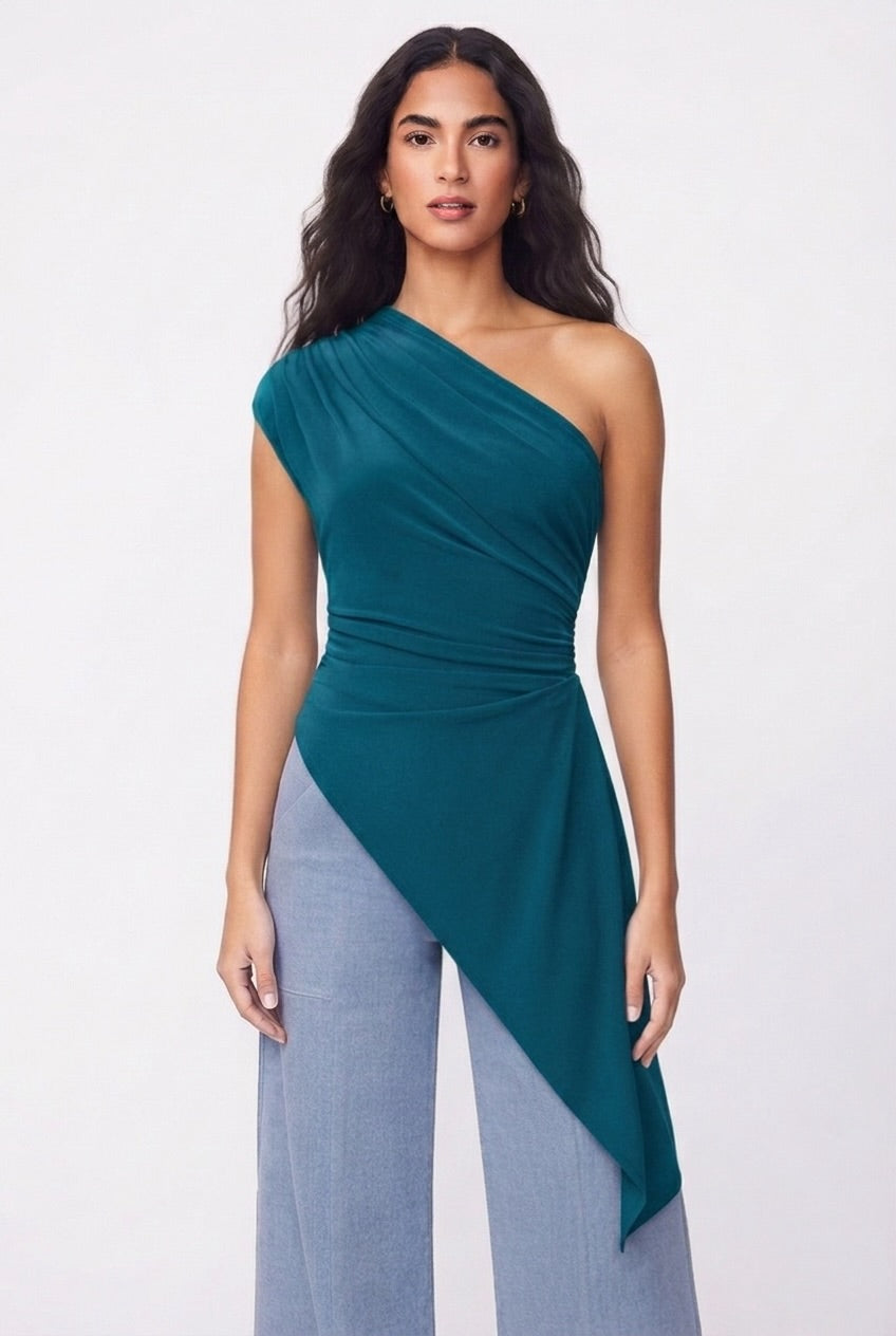 Adriana Asymmetrical Ruched Top - CUSTOMIZED COLOR