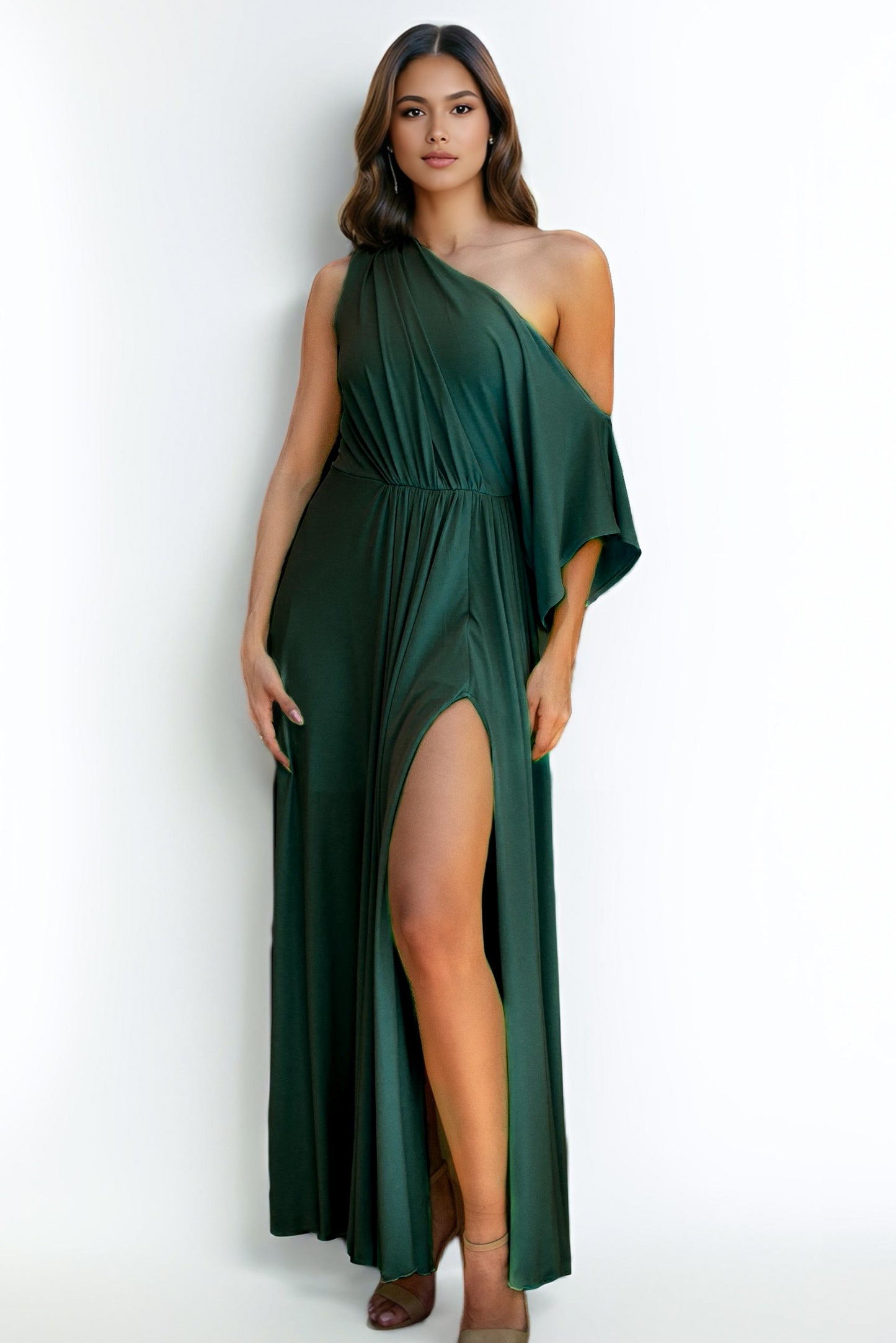 Empire Asymmetrical Draped Maxi Dress- CUSTOMIZED COLOR