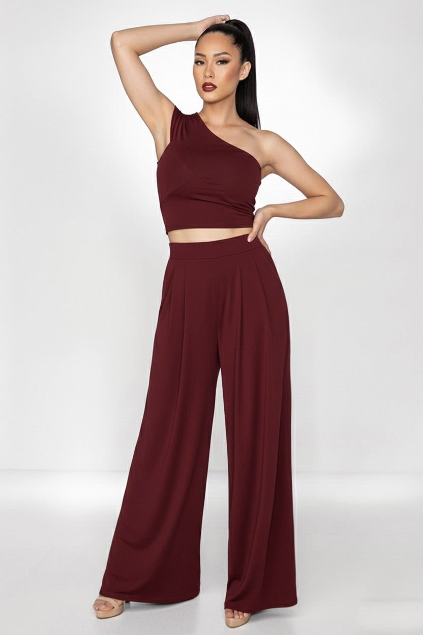 Unstoppable Asymmetric Crop Top & Comfy High Waist Palazzo Set– CUSTOMIZED COLOR