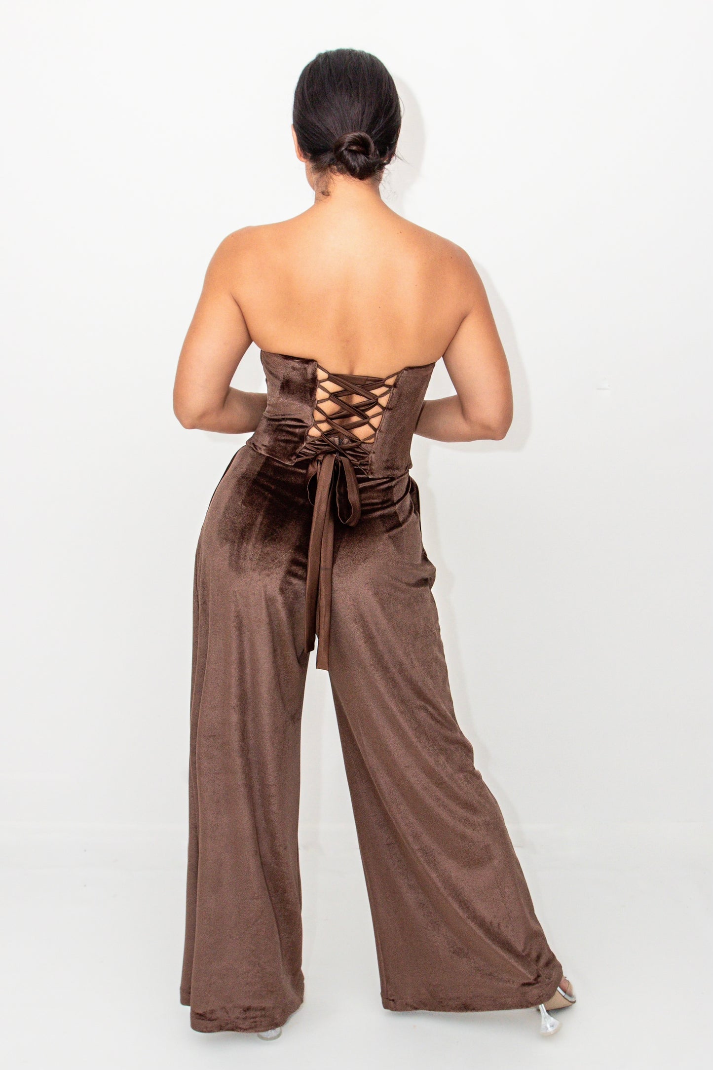 Empower Muse Draped Corset Top – Mocha Velvet