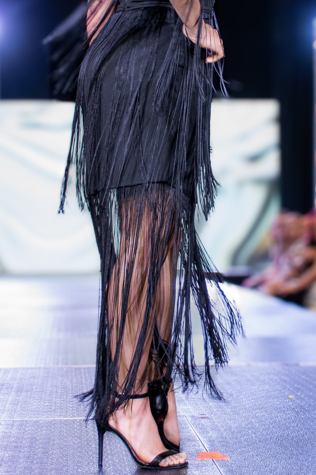 Chaser Fringe Asymmetrical Black Dress