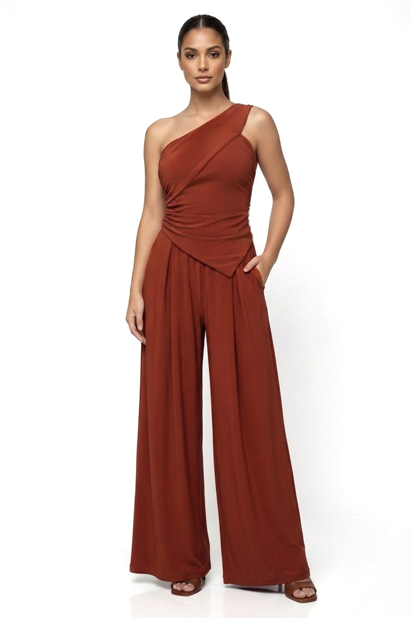 Asymmetric Vibrant Top & High-Waist Palazzo Set– CUSTOMIZED COLOR