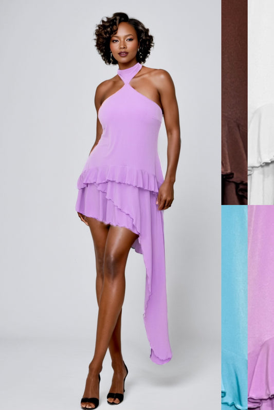 Danielle Ruffled Mini Dress-CUSTOMIZED COLOR