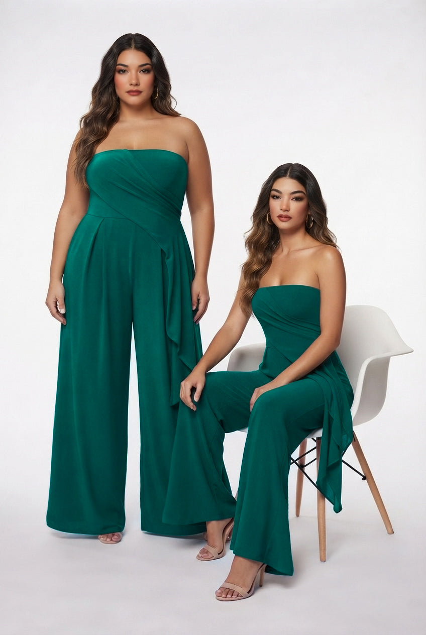 Plumeria Strapless Draped Jumpsuit – CUSTOMIZED COLOR