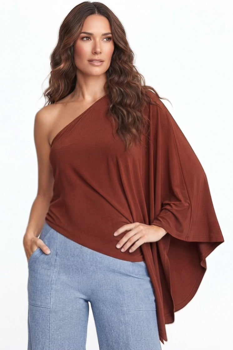 Catalina Asymmetric Draped Top - CUSTOMIZED COLOR