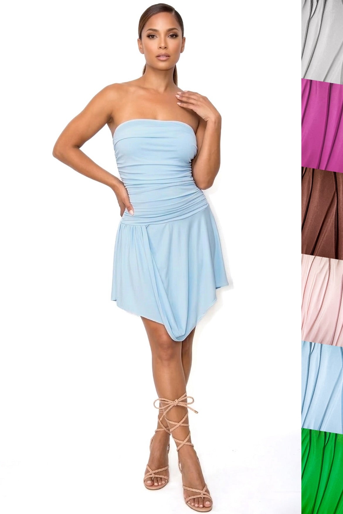 Nina Draped Short Dress – CUSTOMIZED COLOR
