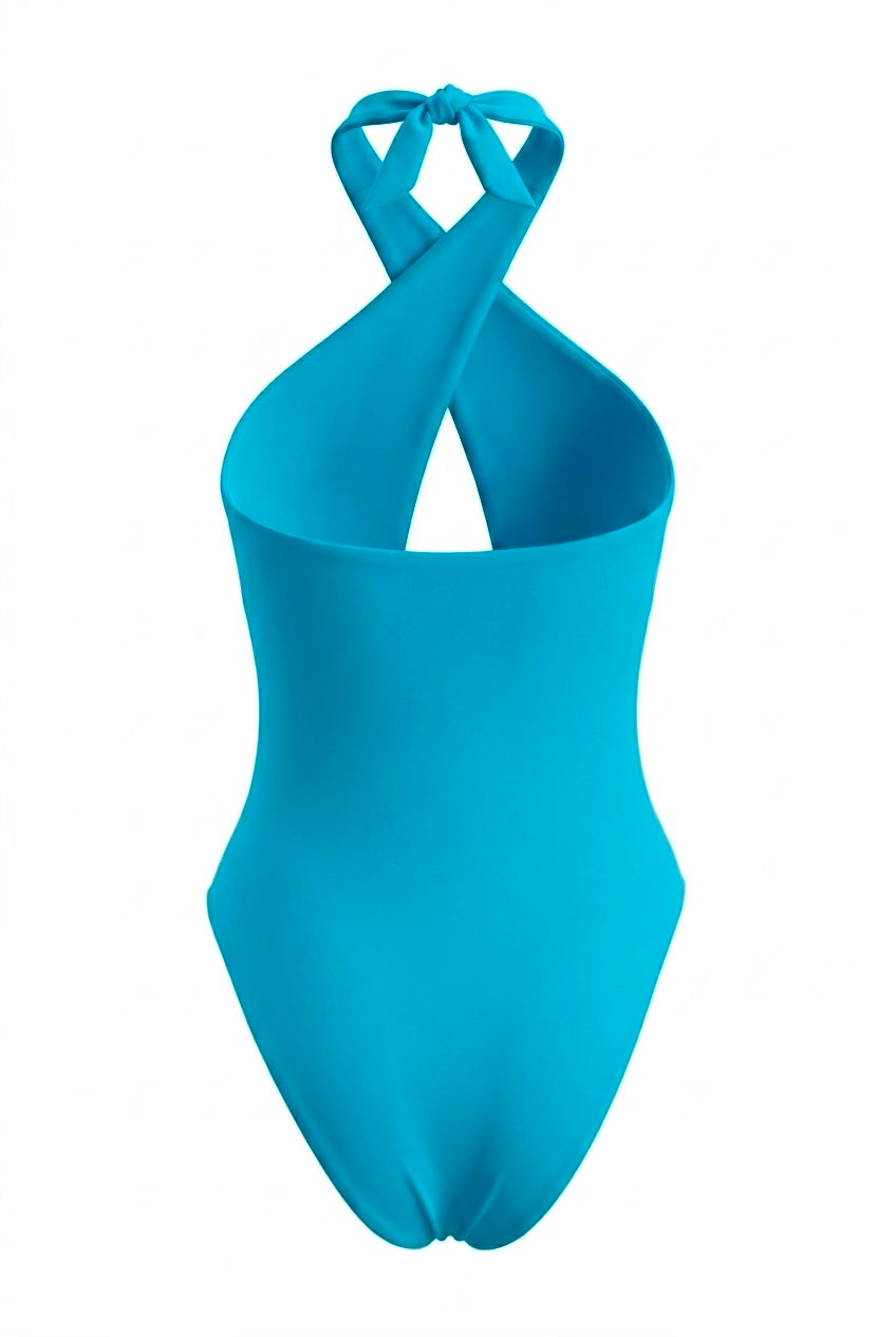 Buyé Criss-Cross Halter One-Piece - Turquoise | Sculpting Fit