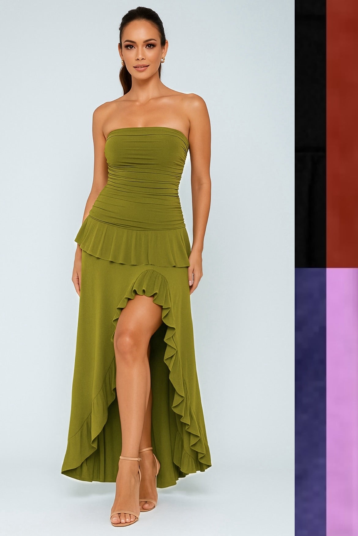 Dana Strapless & Ruffled Maxi Dress- CUSTOMIZED COLOR