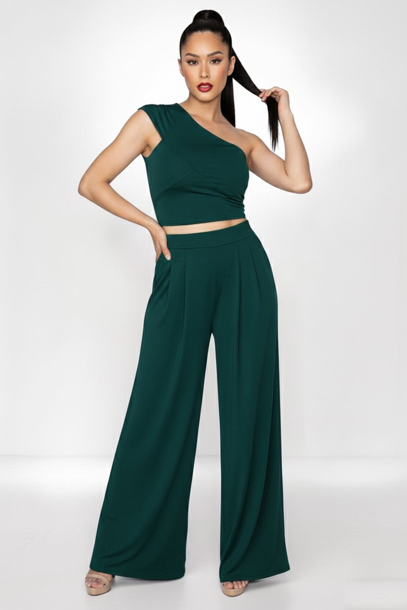 Unstoppable Asymmetric Crop Top & Comfy High Waist Palazzo Set– CUSTOMIZED COLOR