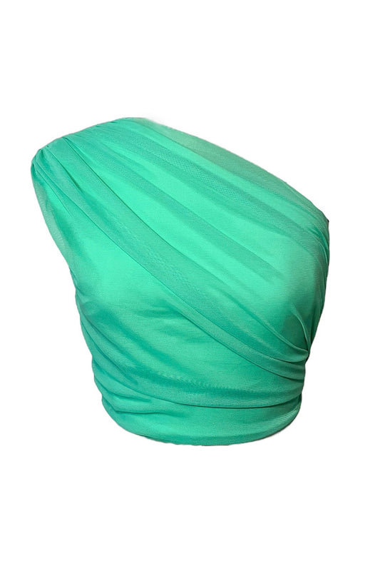 Amalfi Draped Asymmetrical Crop Top in Green