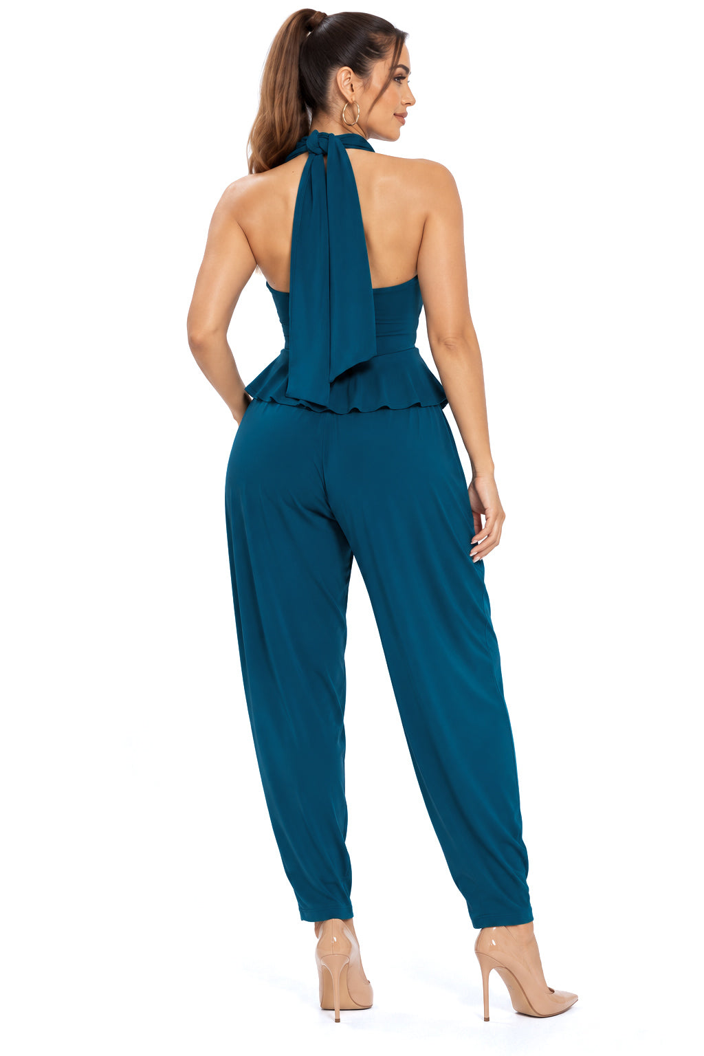 Amelia Halter Peplum & Slouchy Pant Set – CUSTOMIZED COLOR