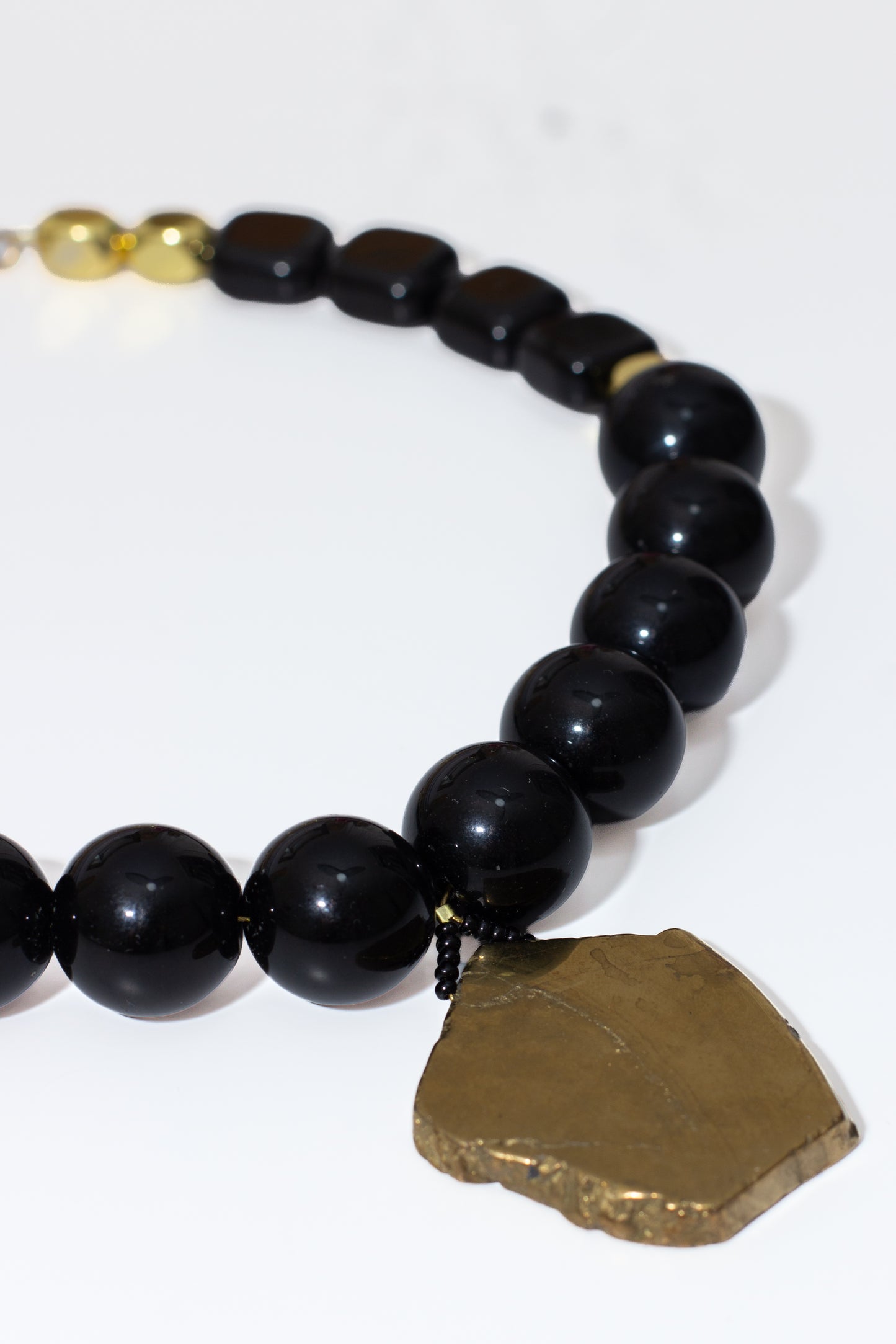 Truth Statement Black Stone, Agate & Pyrite Pendant