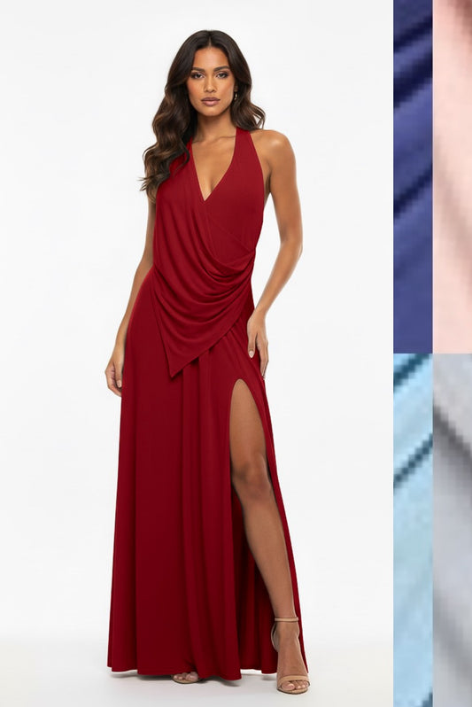 Harbor Halter Draped Maxi Dress- CUSTOMIZED COLOR