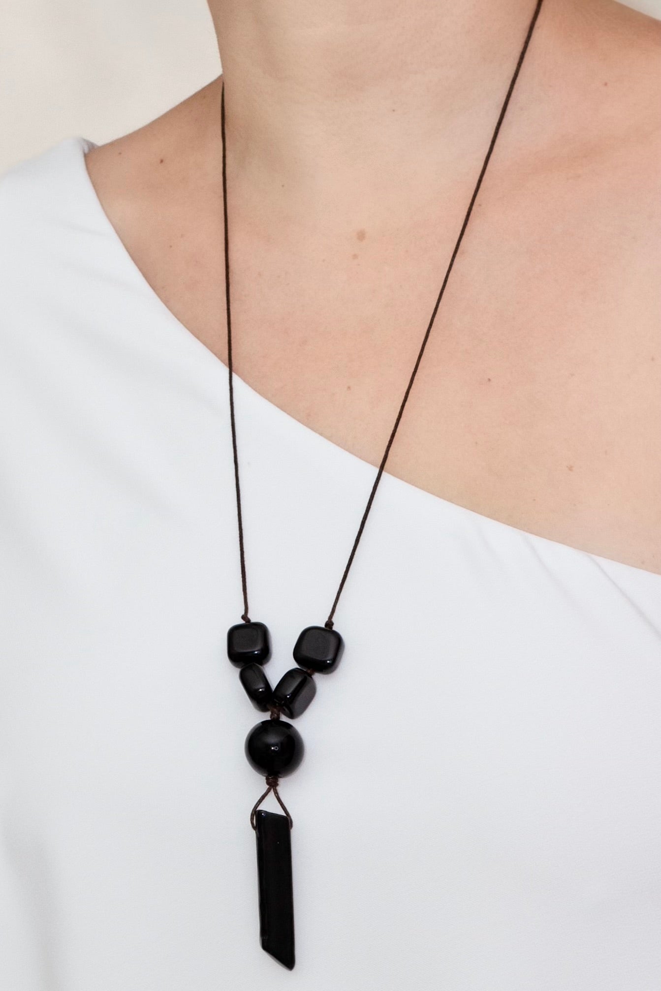 The Truth Obsidian & Black Agate Pendant
