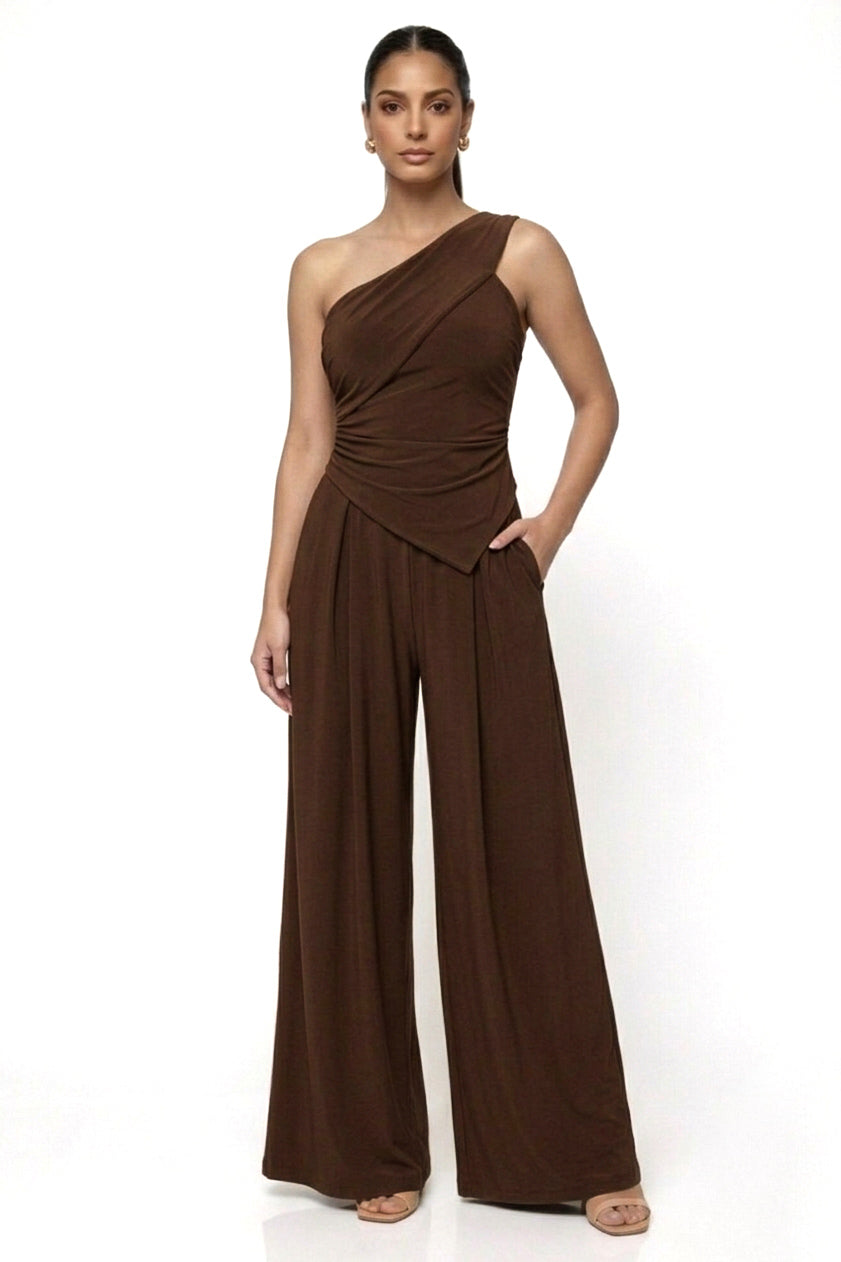 Asymmetric Vibrant Top & High-Waist Palazzo Set– CUSTOMIZED COLOR