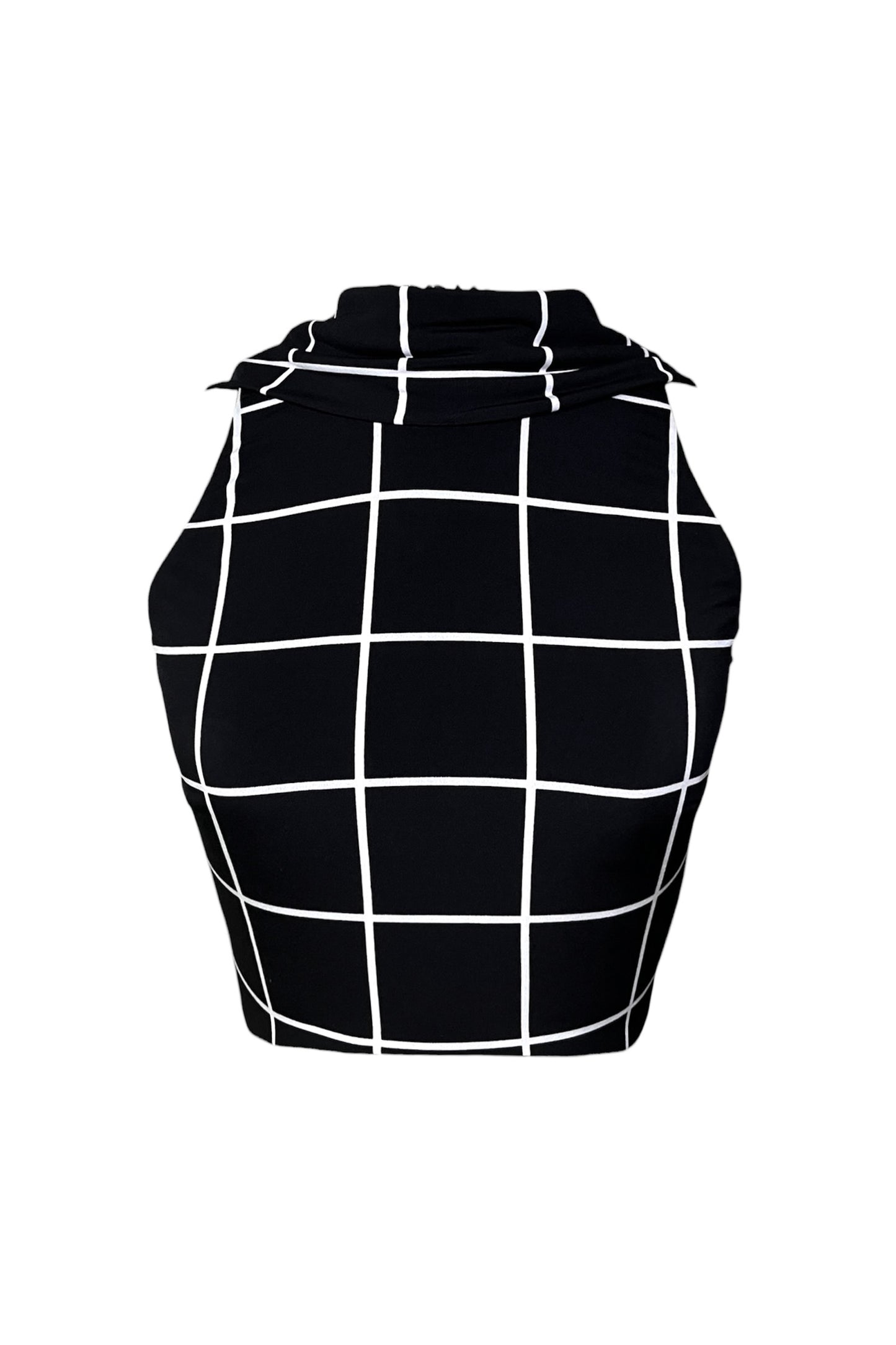 Craving Comfort Plaid Cowl Back Mock Neck Crop Top