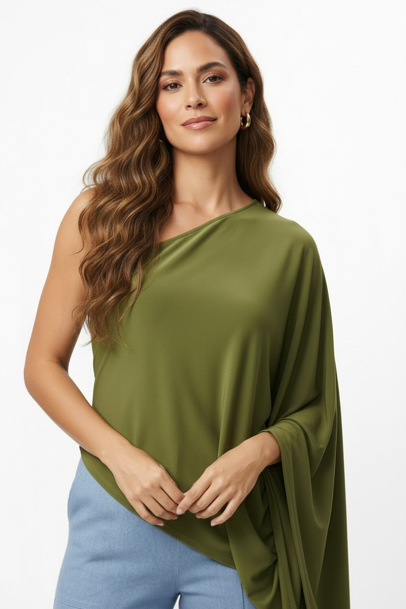 Catalina Asymmetric Draped Top - CUSTOMIZED COLOR